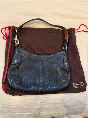 Coach Black Pebbled Leather Shoulder Hobo - Vintage